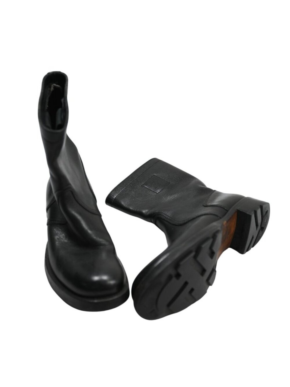 Vintage Miu Miu Peco Leather FW99 Riding Boots in Black